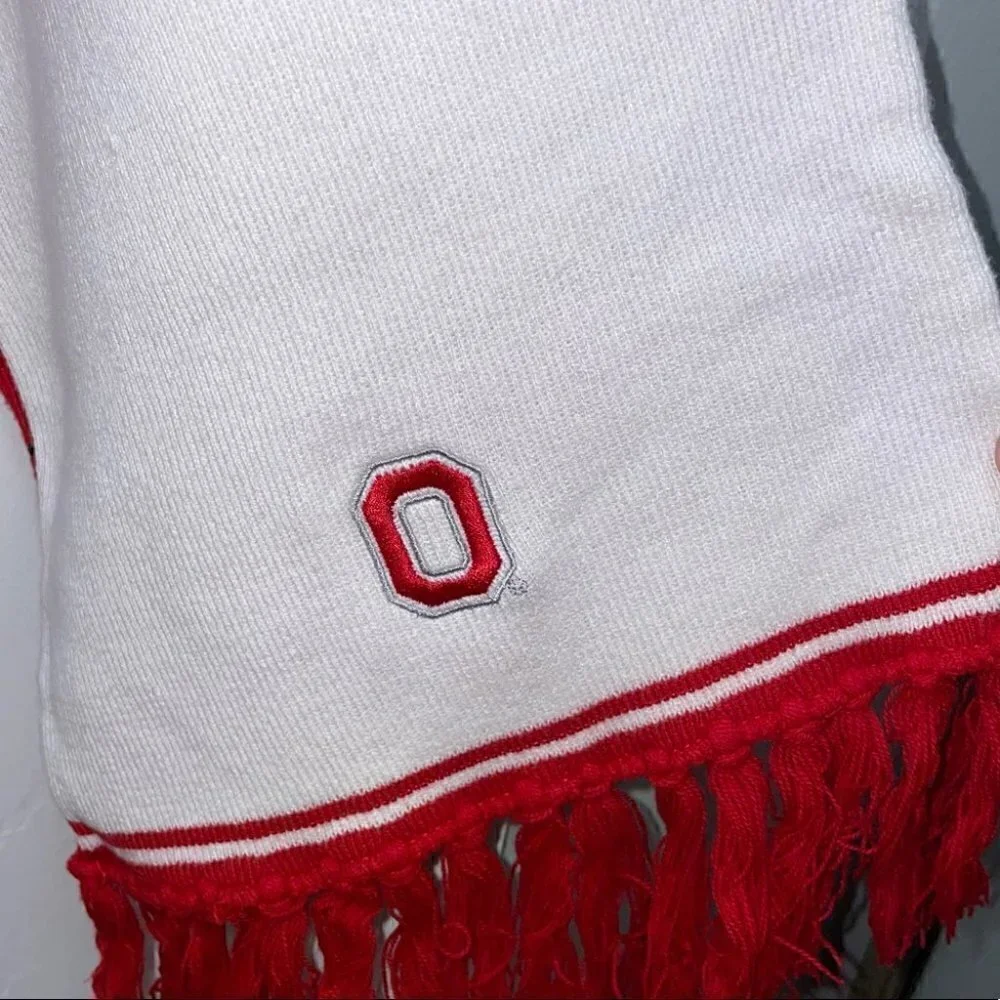 Scarf Ohio State University Striped Reversible Buckeyes OSU Fringe Hem